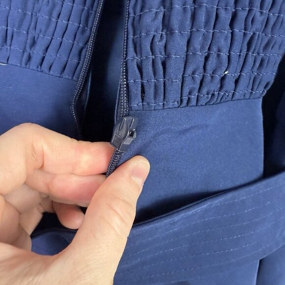 Julia Jordan Women's Navy Blue Belted Button Midi Dress Front Size 8 Party Chic - Picture 9 of 11